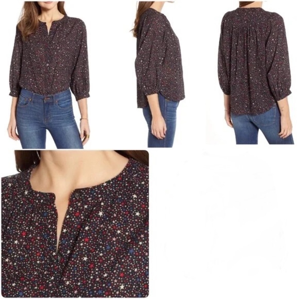 Madewell Starry Night Peasant Blouse Size L